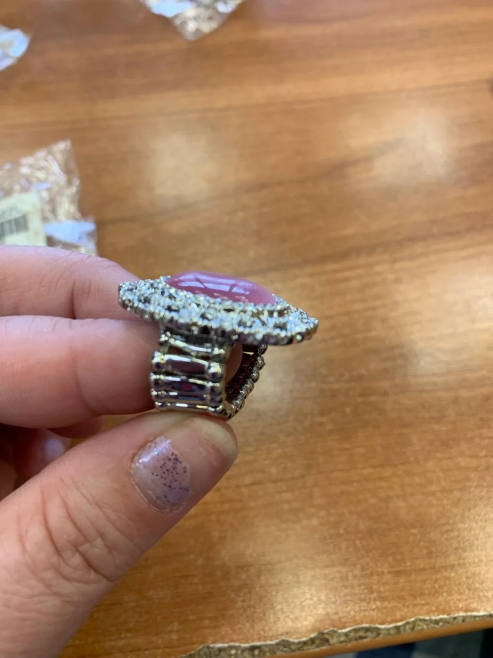 paparazzi Pink Oval Baroque Filigree Statement Ring